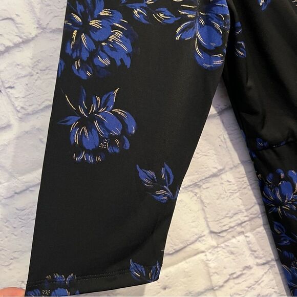 Studio One New York Black Floral Print Shift Dress Size Large - Picture 6 of 9